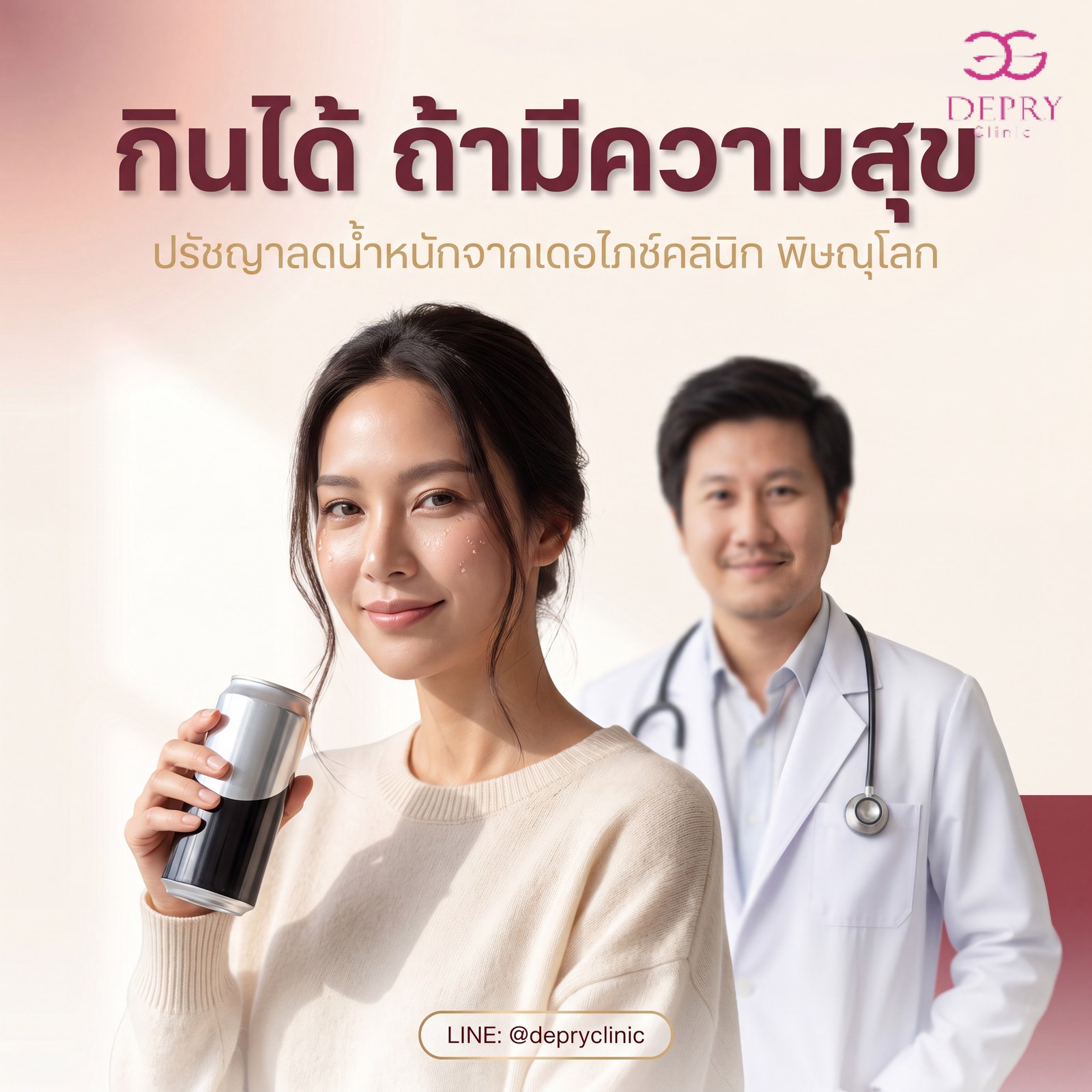 คนไข้ดื่ม Diet Coke ละลายก้อนอาหารอุดตันในท้อง กับปรัชญาลดน้ำหนักแบบมีความสุขที่เดอไภช์คลินิก พิษณุโลก