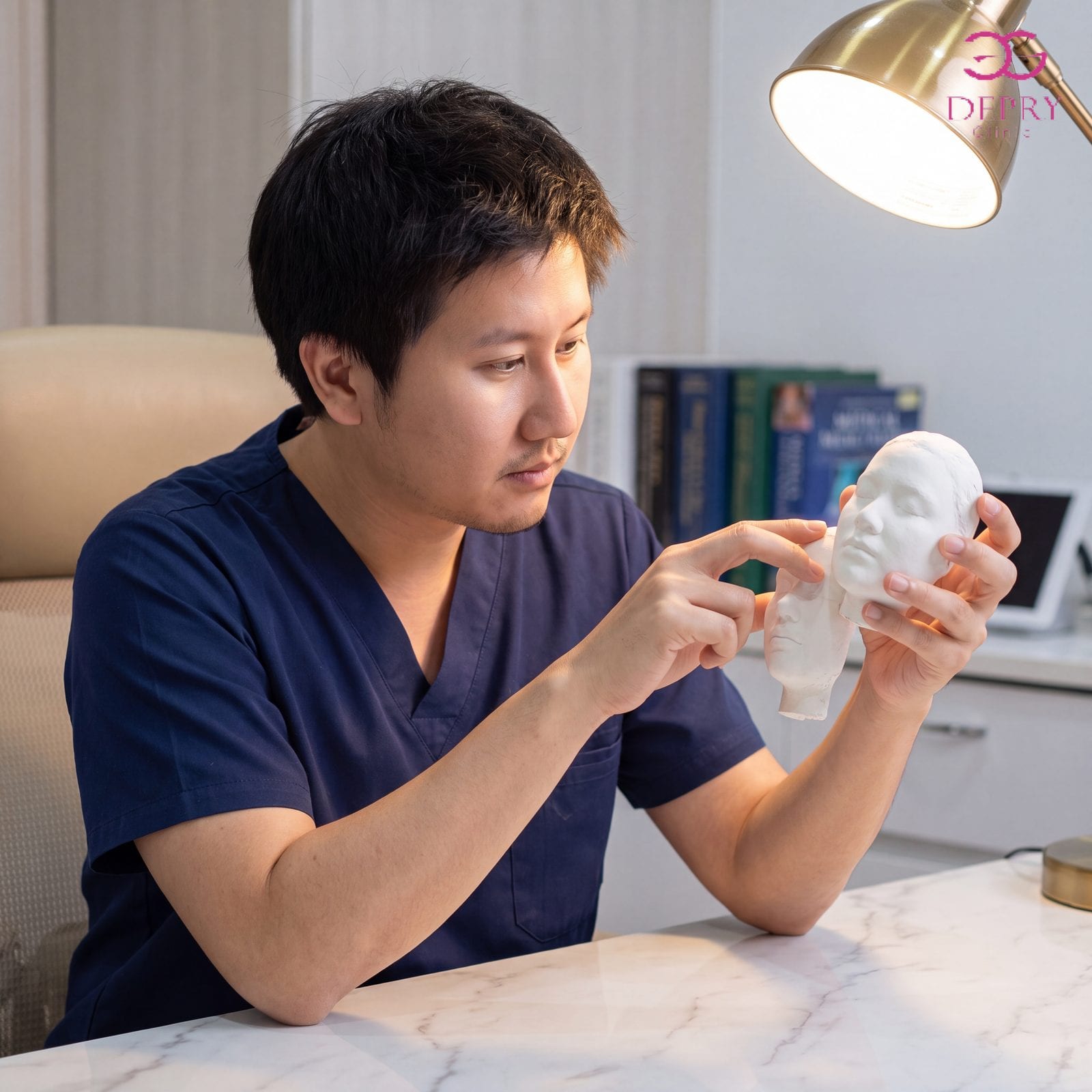 หมอ Time เปรียบเทียบสัดส่วนใบหน้าอย่างละเอียดก่อนวางแผนฉีดฟิลเลอร์ สื่อถึงความเนี๊ยบและใส่ใจรายละเอียด