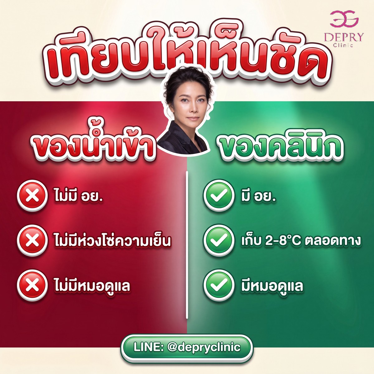 เปรียบเทียบยาฉีดลดน้ำหนักของนำเข้าไม่มี อย. กับของคลินิกขึ้นทะเบียน ที่ de Pry Clinic พิษณุโลก