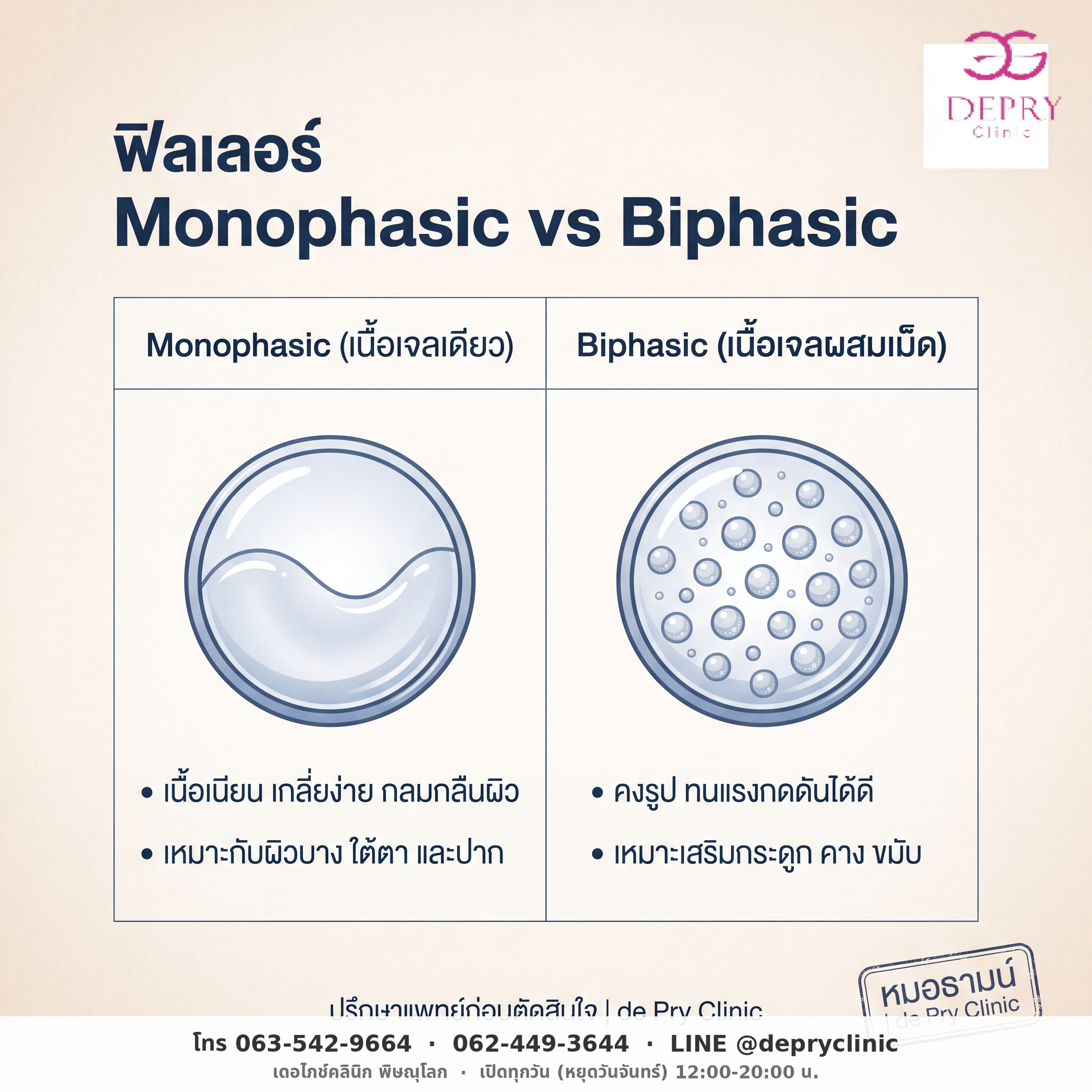 เปรียบเทียบฟิลเลอร์ Monophasic vs Biphasic