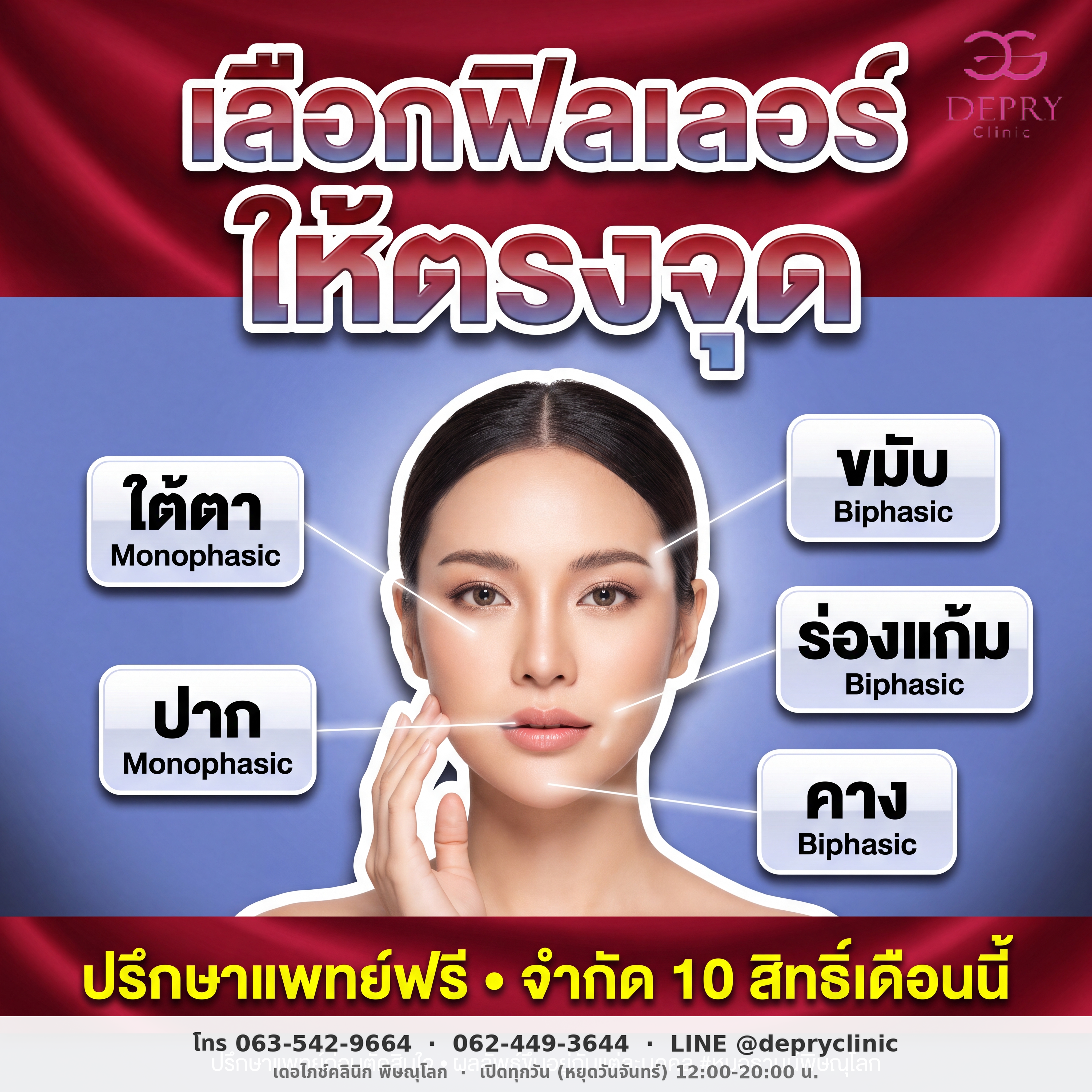 แผนที่เลือกฟิลเลอร์ 5 โซนบนใบหน้า