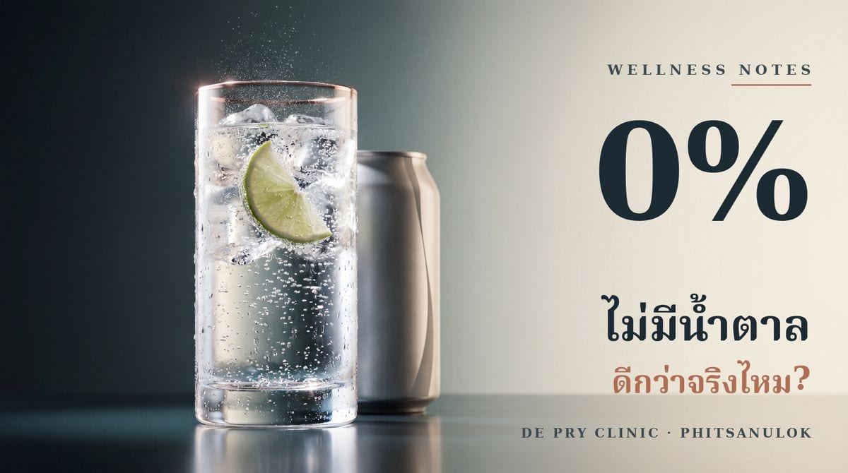 น้ำอัดลม 0% (Zero Sugar) ดีกว่าน้ำอัดลมปกติจริงไหม? มองให้ครบทุกมุม โดยหมอ Time de Pry Clinic พิษณุโลก 2026